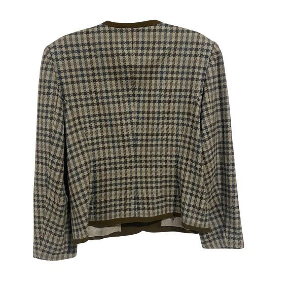 Alfred Sung 100% Wool Plaid Checkered Vintage Blazer Size 8 - Picture 4 of 9
